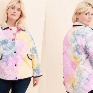 Avec Les Filles Pastel Tie-Dye Quilted Puffer Jacket